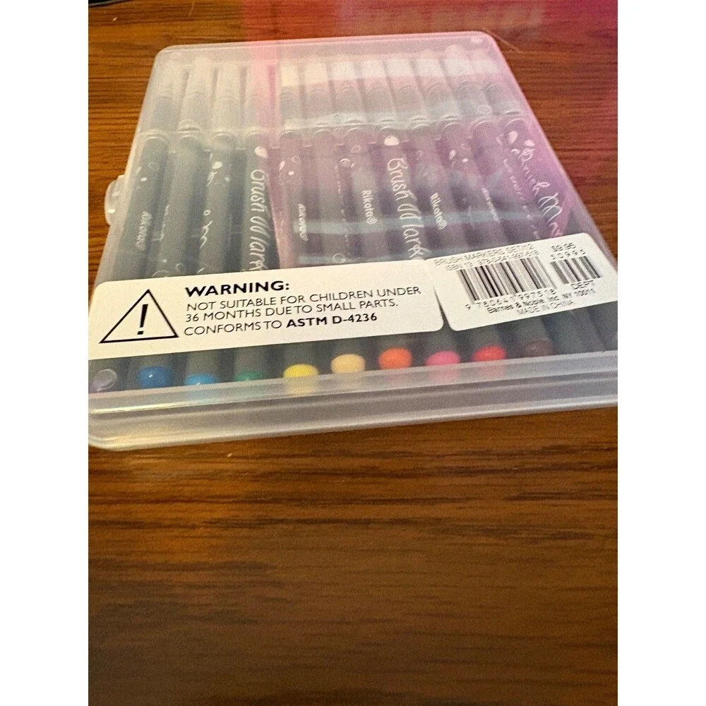 Brush Marker (Set Of 12) Acrylic Black Clear Tops